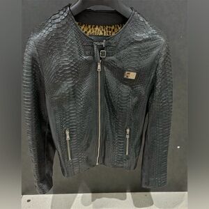 Dolce & Gabbana Black Genuine Python Leather Jacket